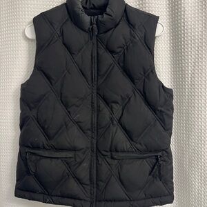 GAP Black Quilted Diamond Puffer Vest Zip with Two Zipper Front Pockets Fleece S